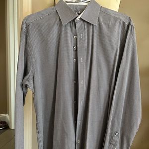 Bugatchi shaped fit Med black and white 100% cotton